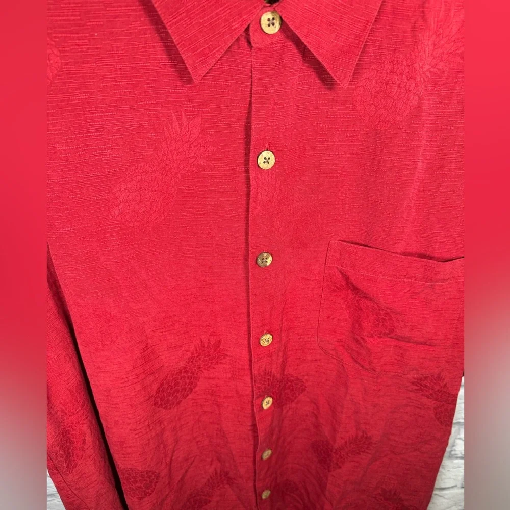 Carribean‎ Hawaiian Silk Men's Shirt size large with Tropical pineapple print